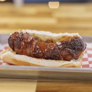 Bacon Wrapped Sausage Sandwich